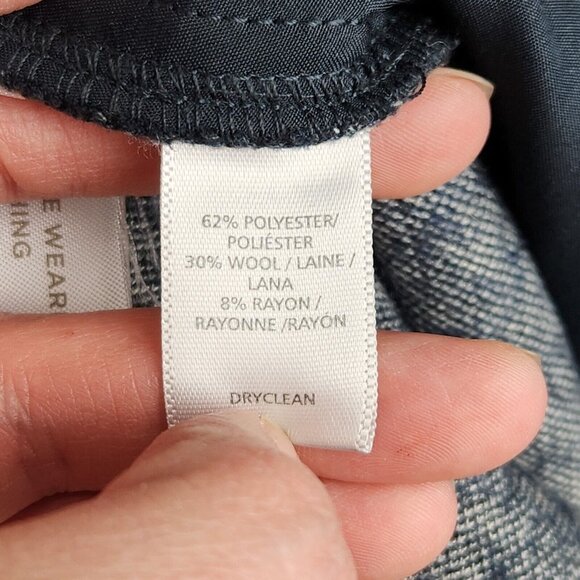 Ann Taylor LOFT Skirt Womens 14 Navy Blue Pinstripe Wool Blend A Line Classic - Picture 10 of 10